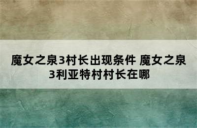 魔女之泉3村长出现条件 魔女之泉3利亚特村村长在哪